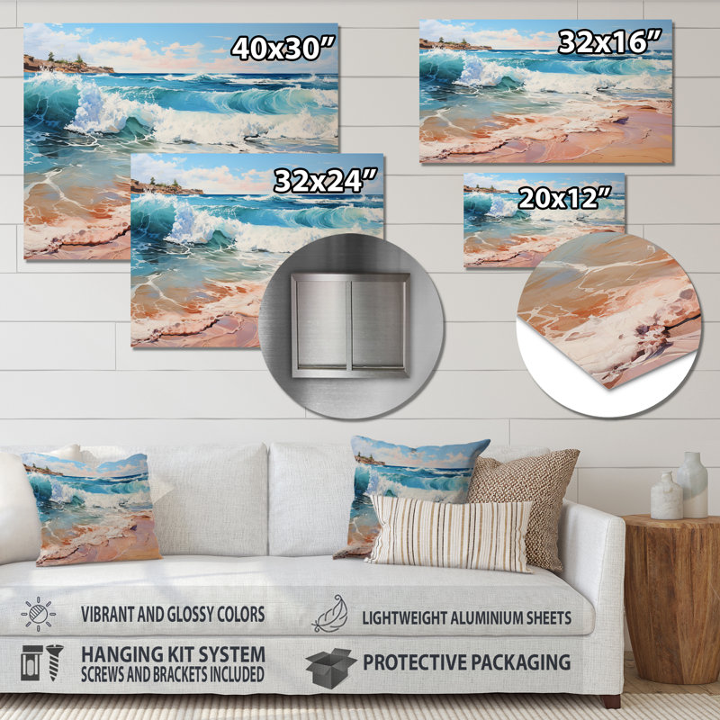 Beach Sand Euphoria II - reproduction d'art sur métal sans cadre, H 16 po x l 32 po x P 1 po
