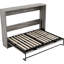 Lit double gris se transformant en armoire, solution peu encombrante avec des lattes de pin, une structure en métal, un assemblage facile et une structure stable