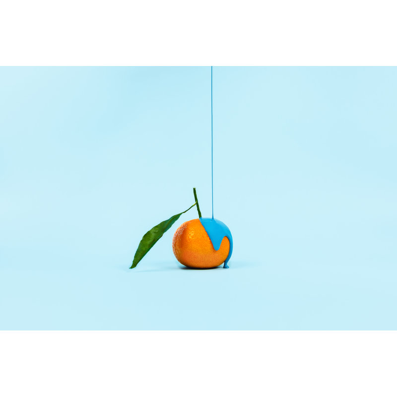 Orange With Blue Background - Wrapped Canvas Print, 30cm H x 46cm W x 3.8 cm D