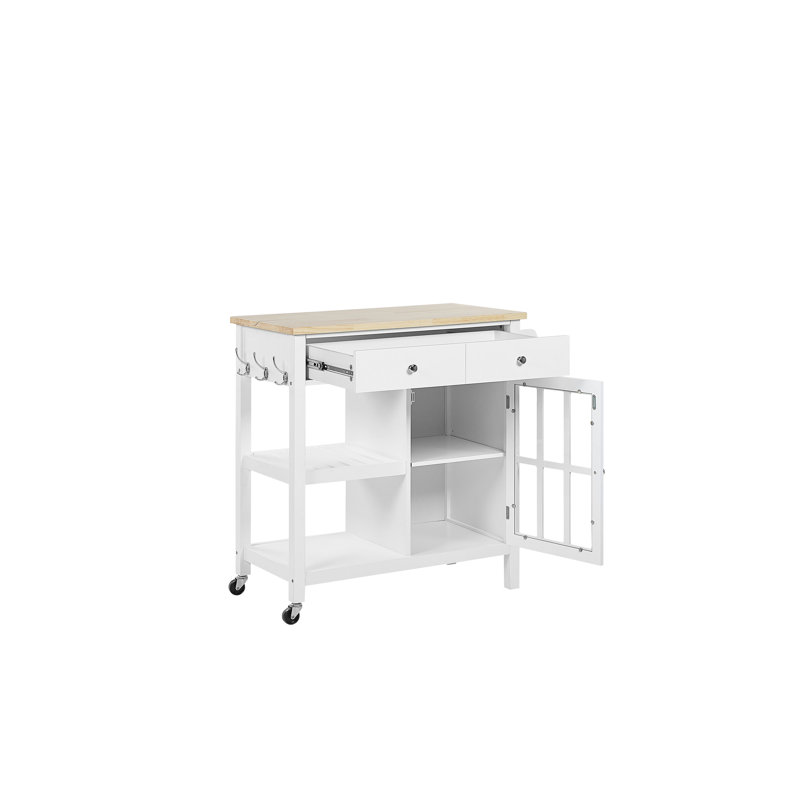 Neill 80 cm W Kitchen Island with Wheels, White