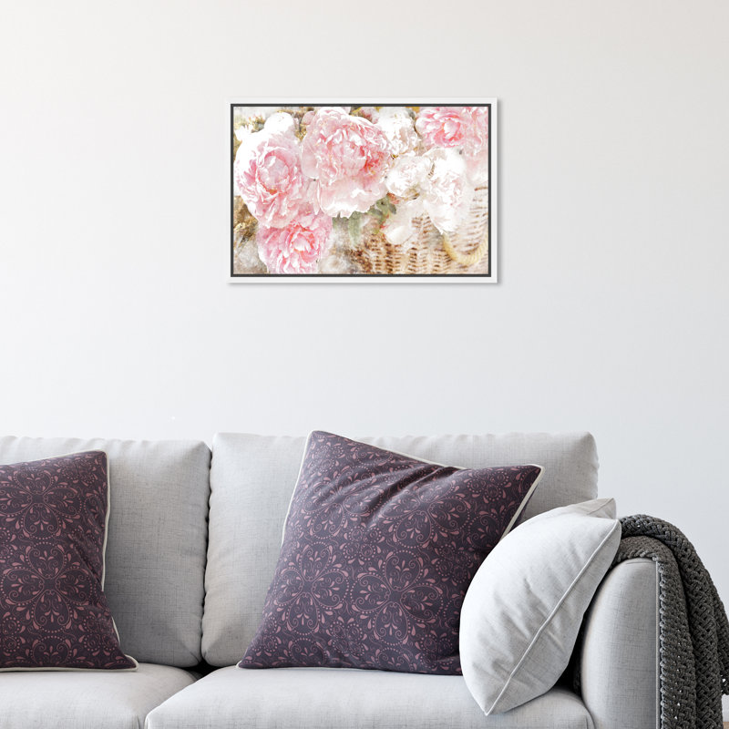 « basket o roses » par oliver gal, impression, H 10 po x l 15 po, Cadre blanc