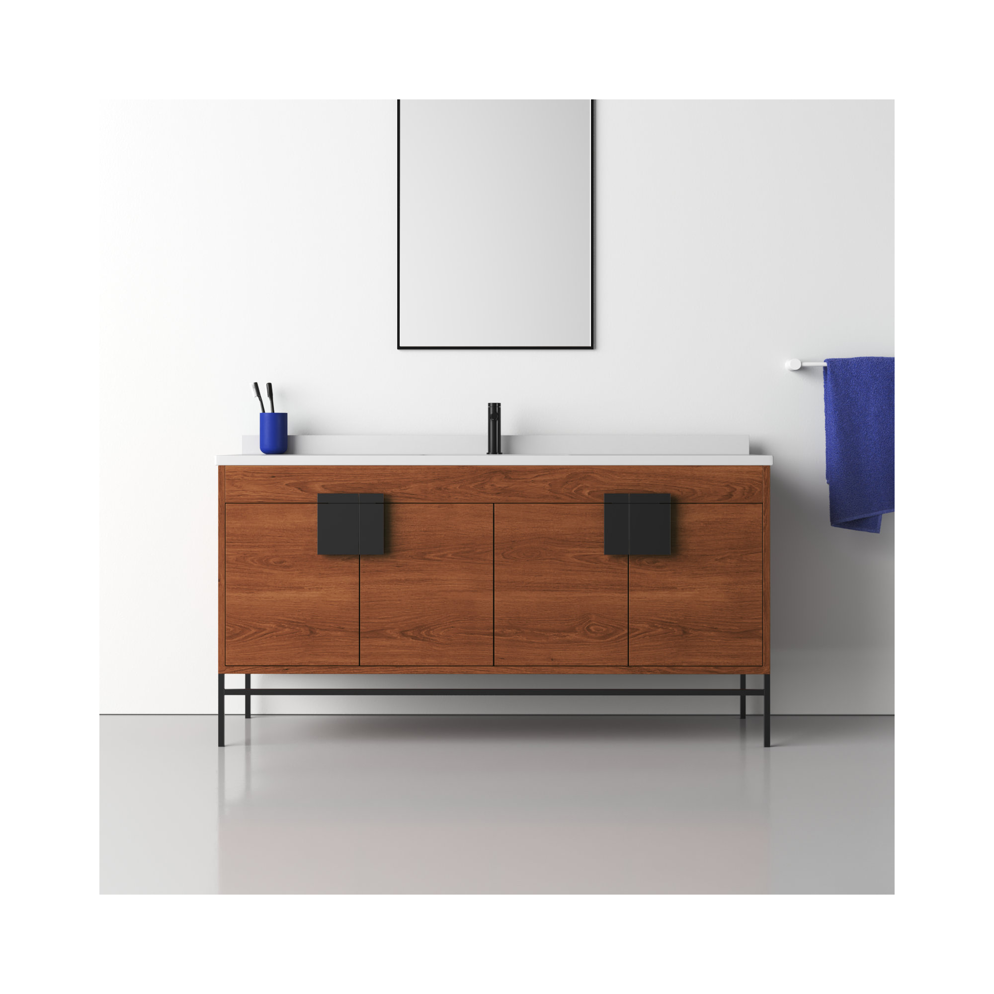 Maisie 60'' Single Bathroom Vanity, Black, Walnut