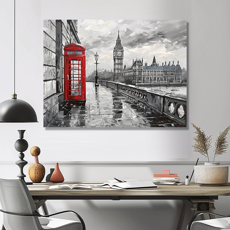 Yoann - City London Wall Ar, reproduction d'art murale, Toile tendue, H 16 po x l 32 po x P 1 po