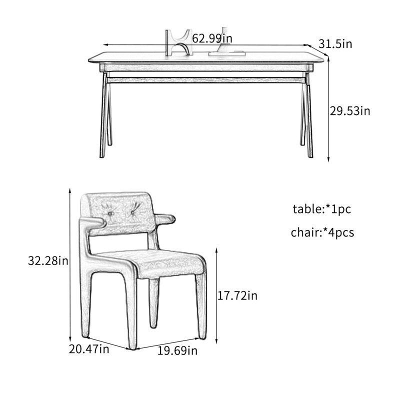 Sturdy Dining Table Sets with Premium Features., 29.53"H x 62.99"L x 31.5"W