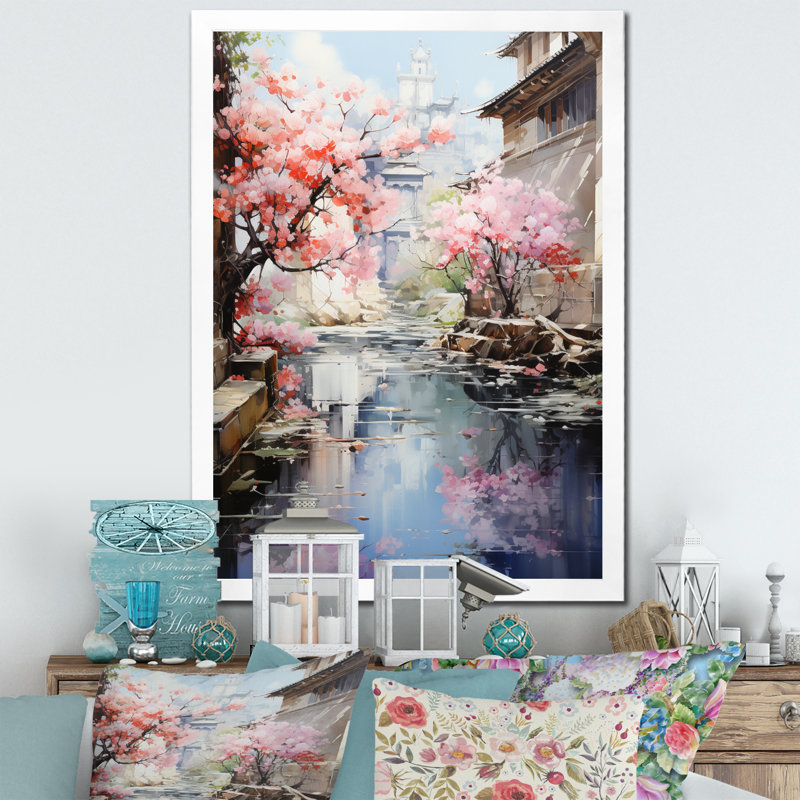 Hirendra " China Art Silk Road X ", White Picture Framed, 32" H x 24" W x 1" D