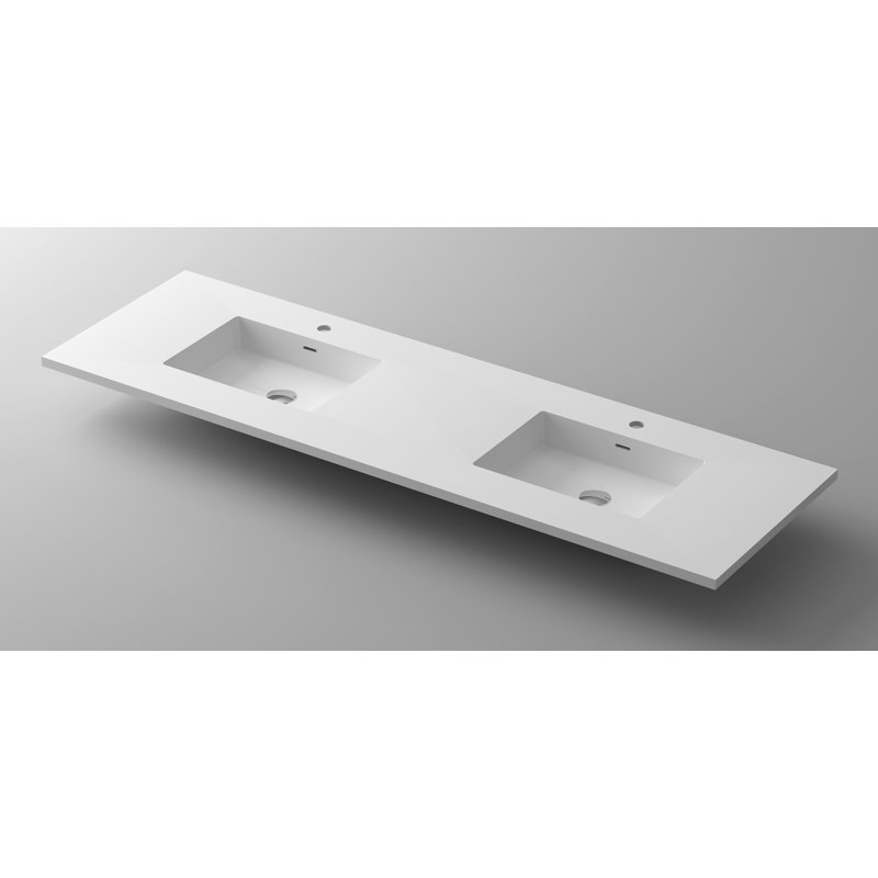 Plateau de meuble-lavabo double 72 po, Blanc mat