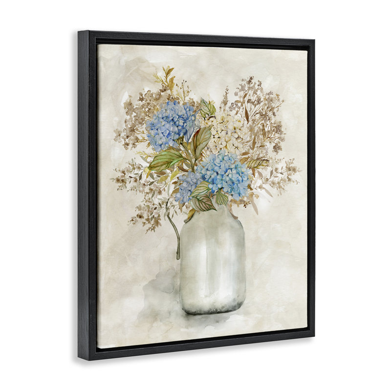 Charmant bouquet de fleurs douces, Cadre flottant noir de jais, H 21 po x l 17 po
