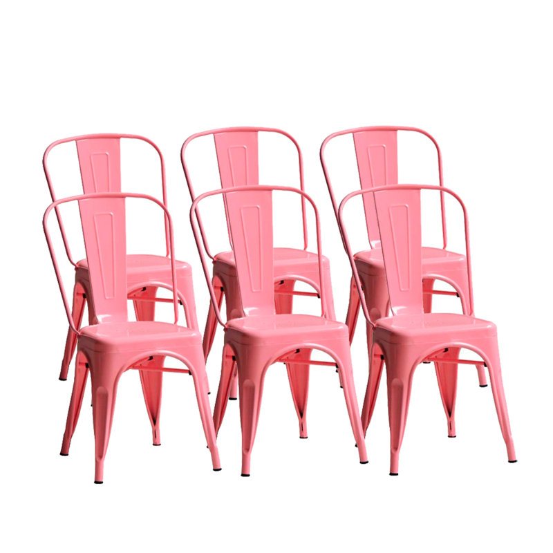 Isabellamarie 15'' H Metal Side Chair, Light Pink, 6