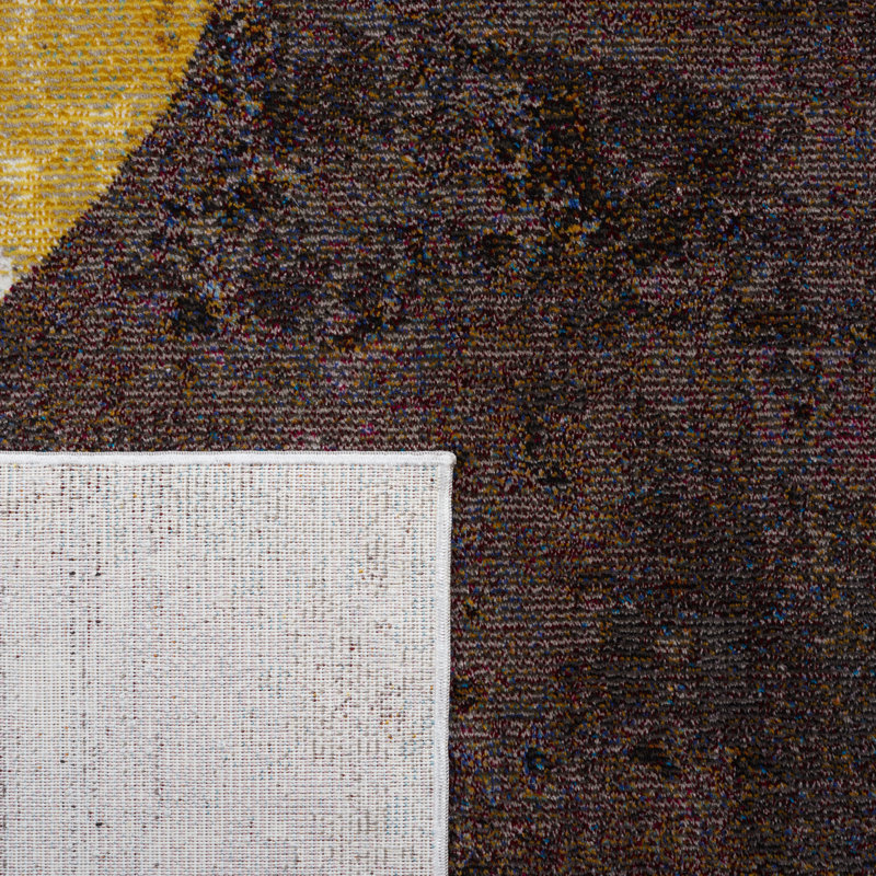 Papillon Abstract Gray/Brown/Teal Area Rug, Rectangle 9' x 12'