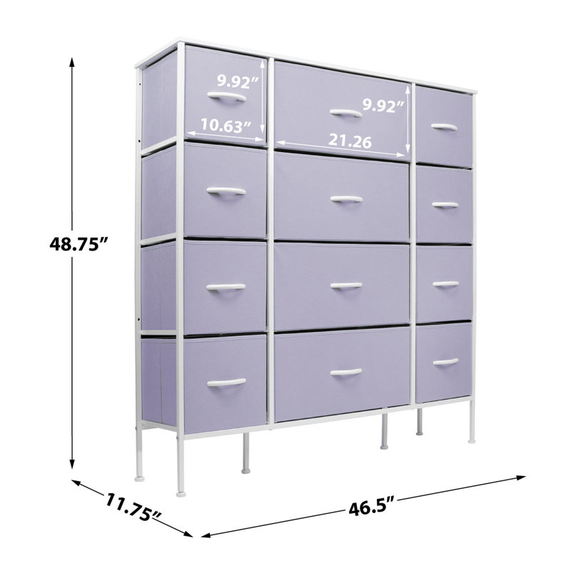 Commode 12 tiroirs l 46,5 po, Mauve