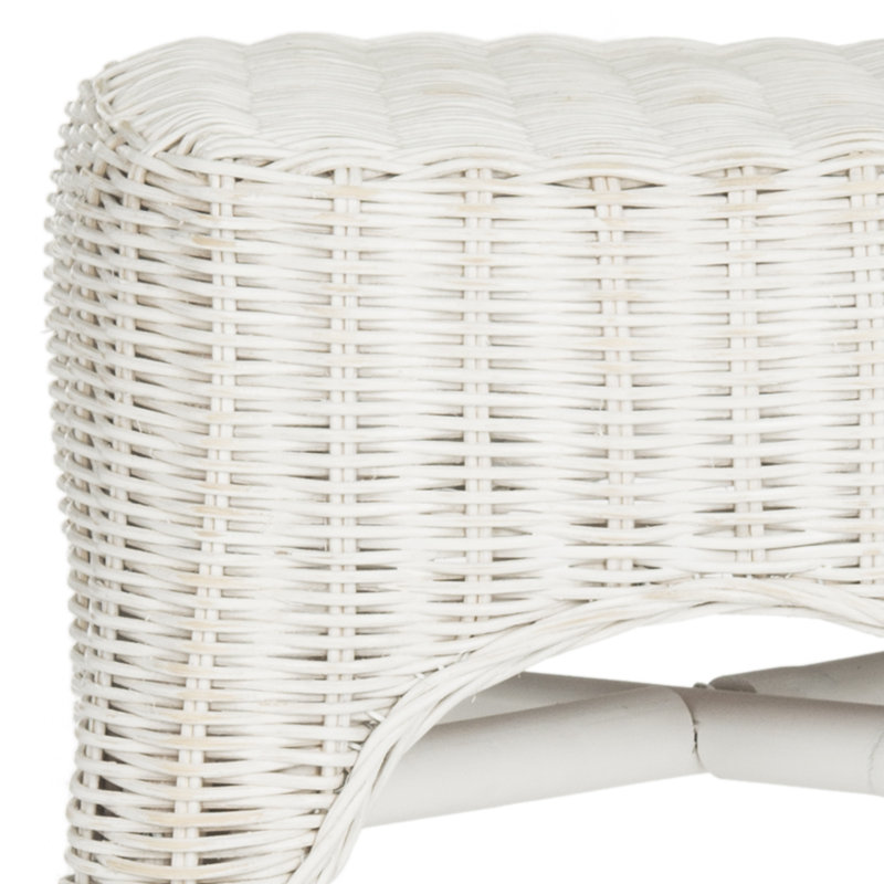 White Mango Wood Wicker Backless Counter Stool