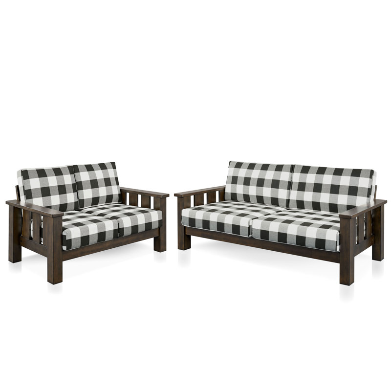 Lynnette Living Room Set, Dark Brown, 2 Pcs: Loveseat, Sofa