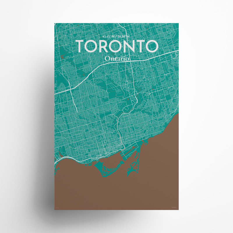 Toronto City Map in Nature 1 Piece Wall Art, 36cm H x 24cm W x 0.05cm D