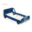 Lit plateforme simple en forme de voiture avec roulettes, bleu