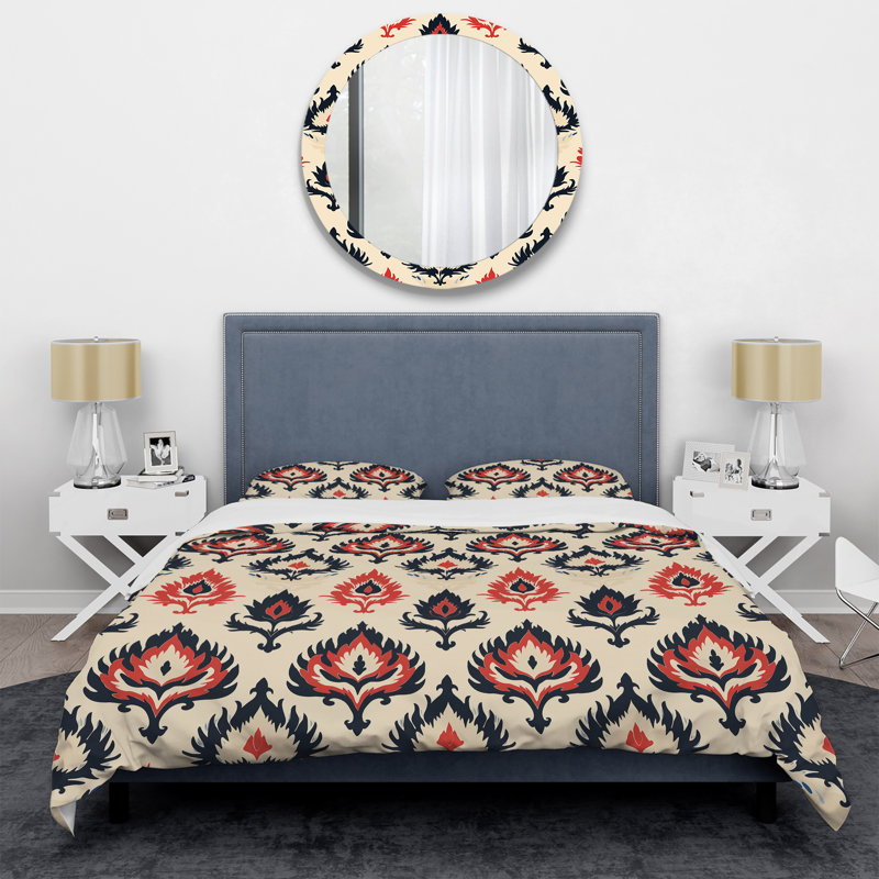 Ensemble de housse de couette Red Ikat Nomadic Tribe Blend Fuse - Ikat, Housse de couette pour grand lit et 2 taies décor