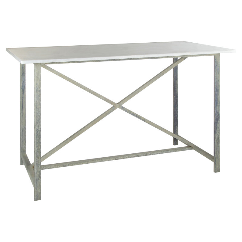 Metropolitan Counter Height 60" Genuine Marble Metal Dining Table