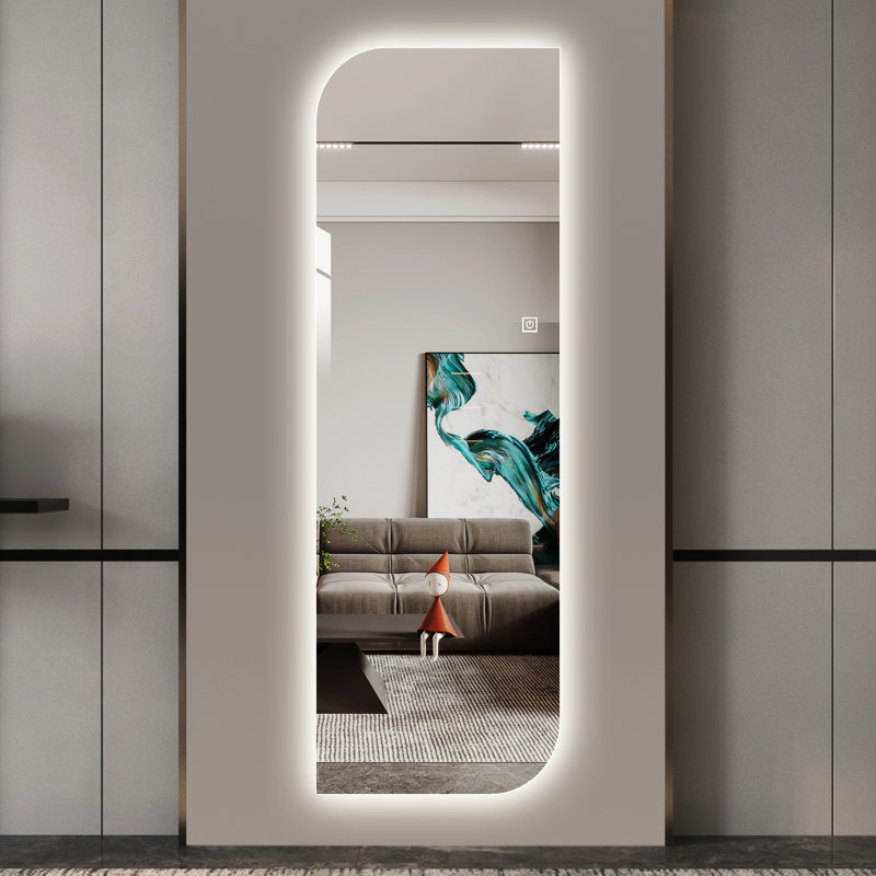 65" X 21" Led Mirror With 3-Color Dimmable Lighting, 5Mm Copper- Silver Glass, Shatter-, For Professional Styling Spaces Full Length Wall Mirror, Salon
