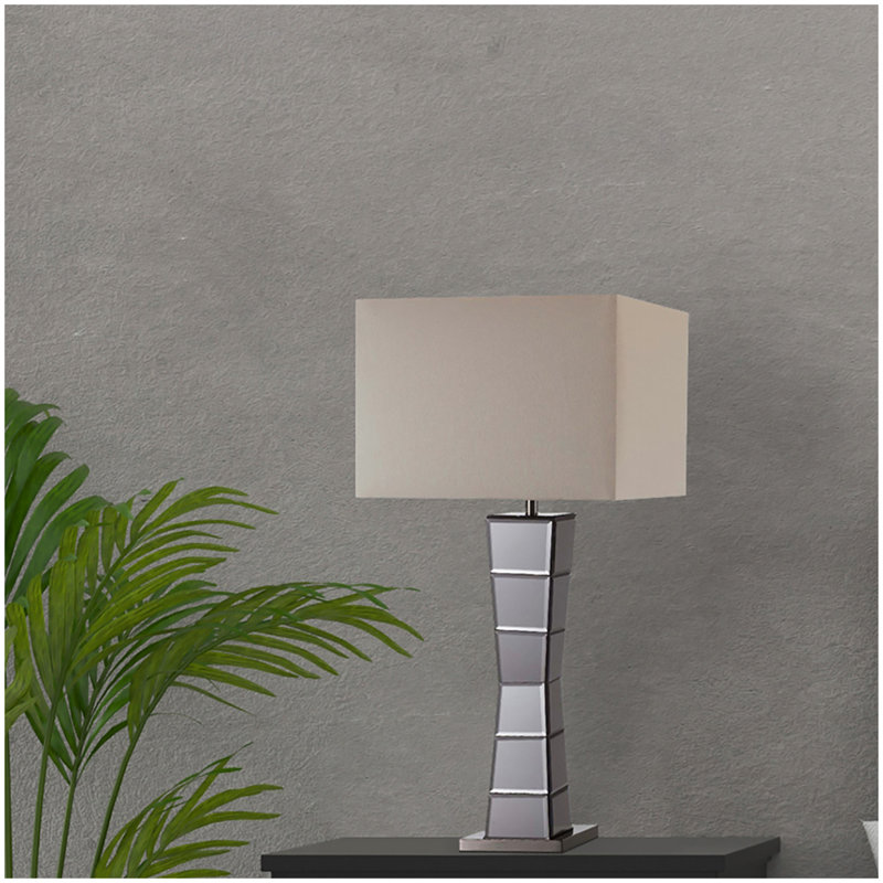29.5-Inch Alistair Crystal Black Mirror Square Tower Table Lamp