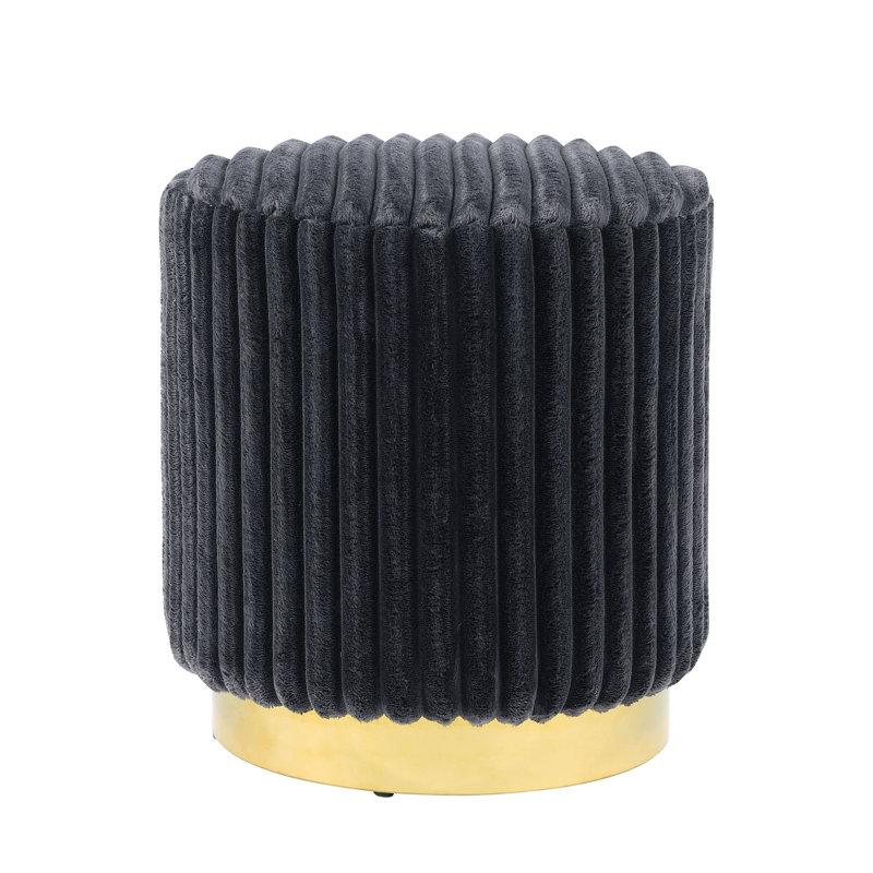 Buxton Upholstered Ottoman With Gold Plinth Base, Dark Gray