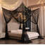 Lit à baldaquin, rideaux de lit à baldaquin pour grand lit double, moustiquaire pour moustiquaire de patio intérieur, rideaux à baldaquin noir pour décoration gothique, décoration d'Halloween