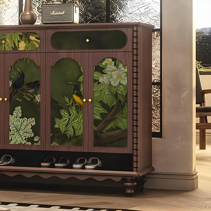 Armoire à chaussures en bois massif de style français, Noyer