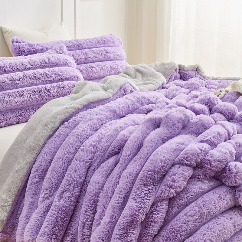 Roll Cakes Chunky Bunny - Coma Inducer Oversized Comforter Set, Purple, King Comforter + 2 King Shams