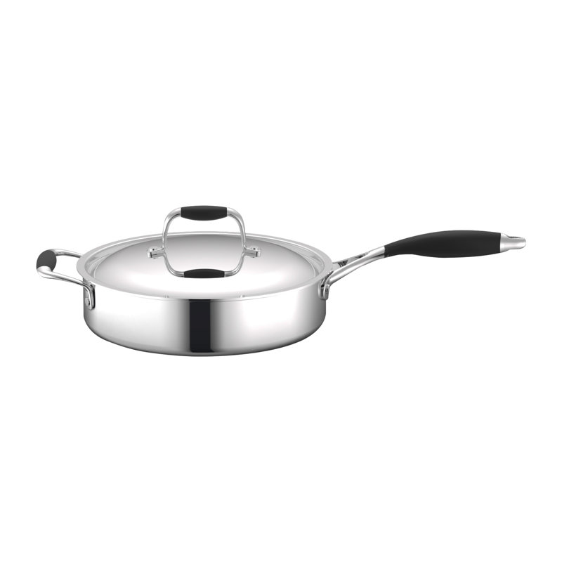 NutriChef 3.4 Quarts Stainless Steel Saute Pan with Lid