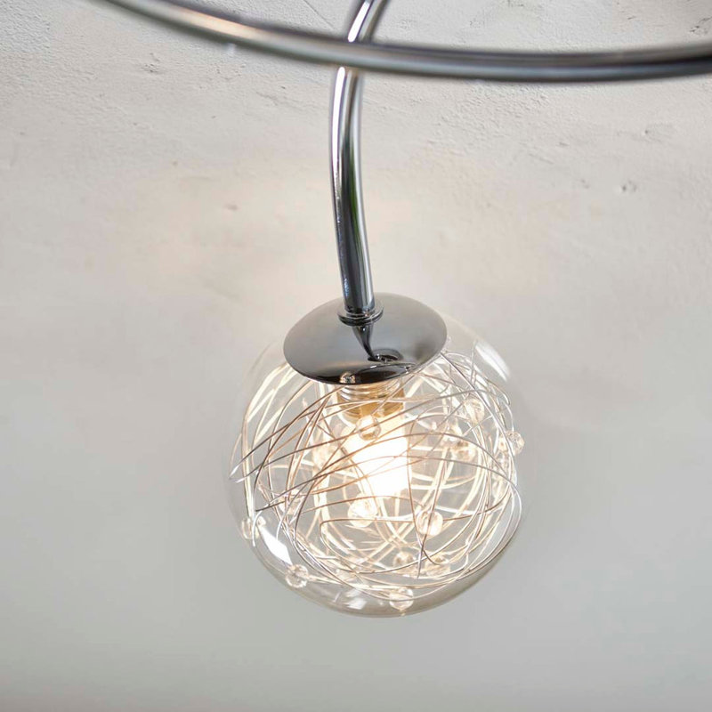 Glass Flush Mount, 3 Lights,  16" H x 53" W x 53" D