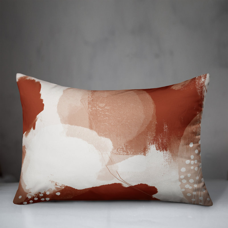 Coussin lombaire intérieur / extérieur abstrait, Orange / Rouge