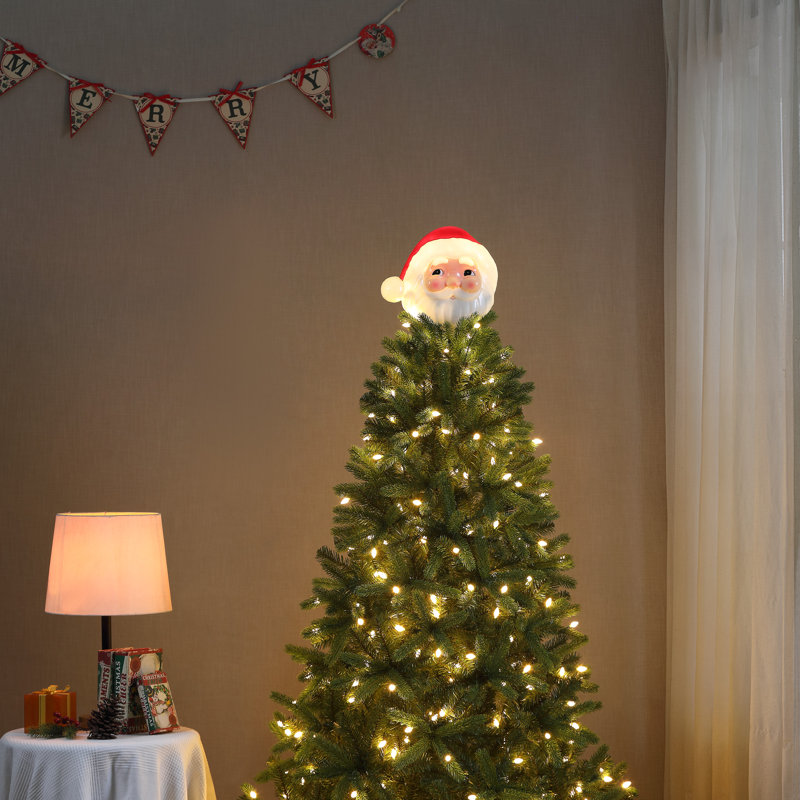 Santa Claus Red and White Plastic Lit Tree Topper