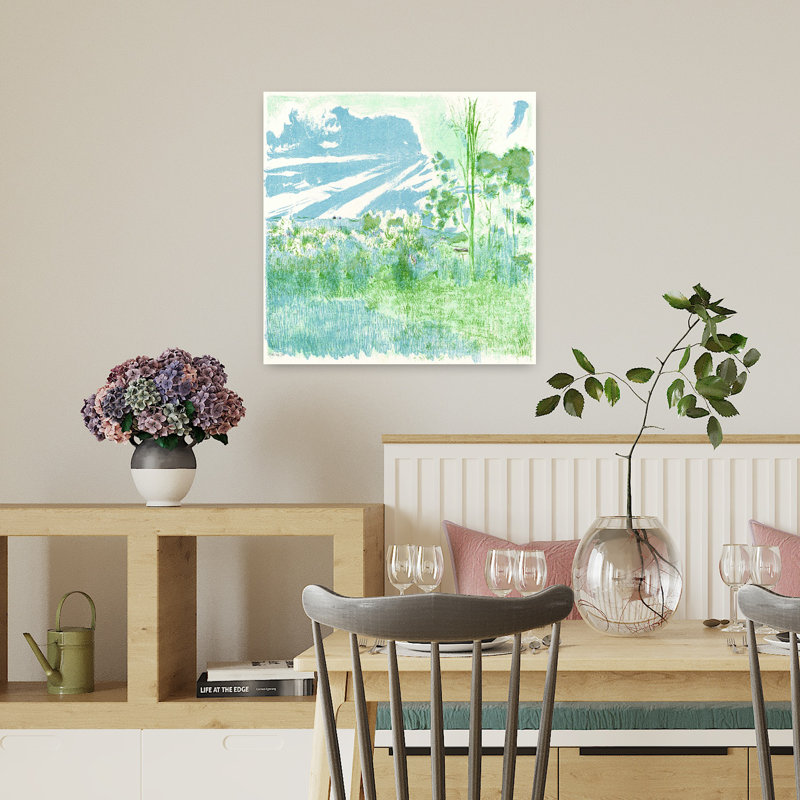 «Land of Blue and Green Abstract Contemporary Landscape Art», H 18 po x l 18 po