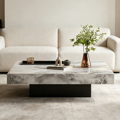 Table basse carrée en marbre moderne et minimaliste