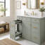 Meuble-lavabo 36 po avec lavabo en céramique, cadre en bois massif vert, portes à fermeture douce, tablettes réglables, 3 tiroirs, y compris un tiroir à double profondeur pour le rangement du sèche-cheveux-518526660