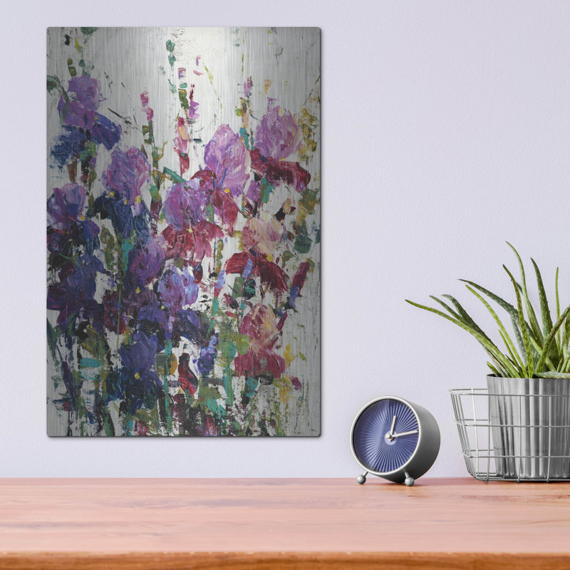 Luxe métal Art «Iris Blooming II» par Tim O'Toole, «Luxe métal Art Iris Blooming II» par Tim O'Toole, art mural en métal, 12 po x 16 po par Tim O'Toole