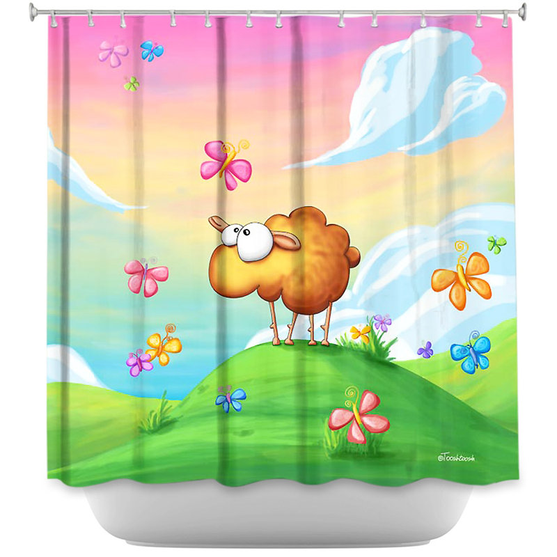 Rideau de douche simple wallo, Rose / Pêche