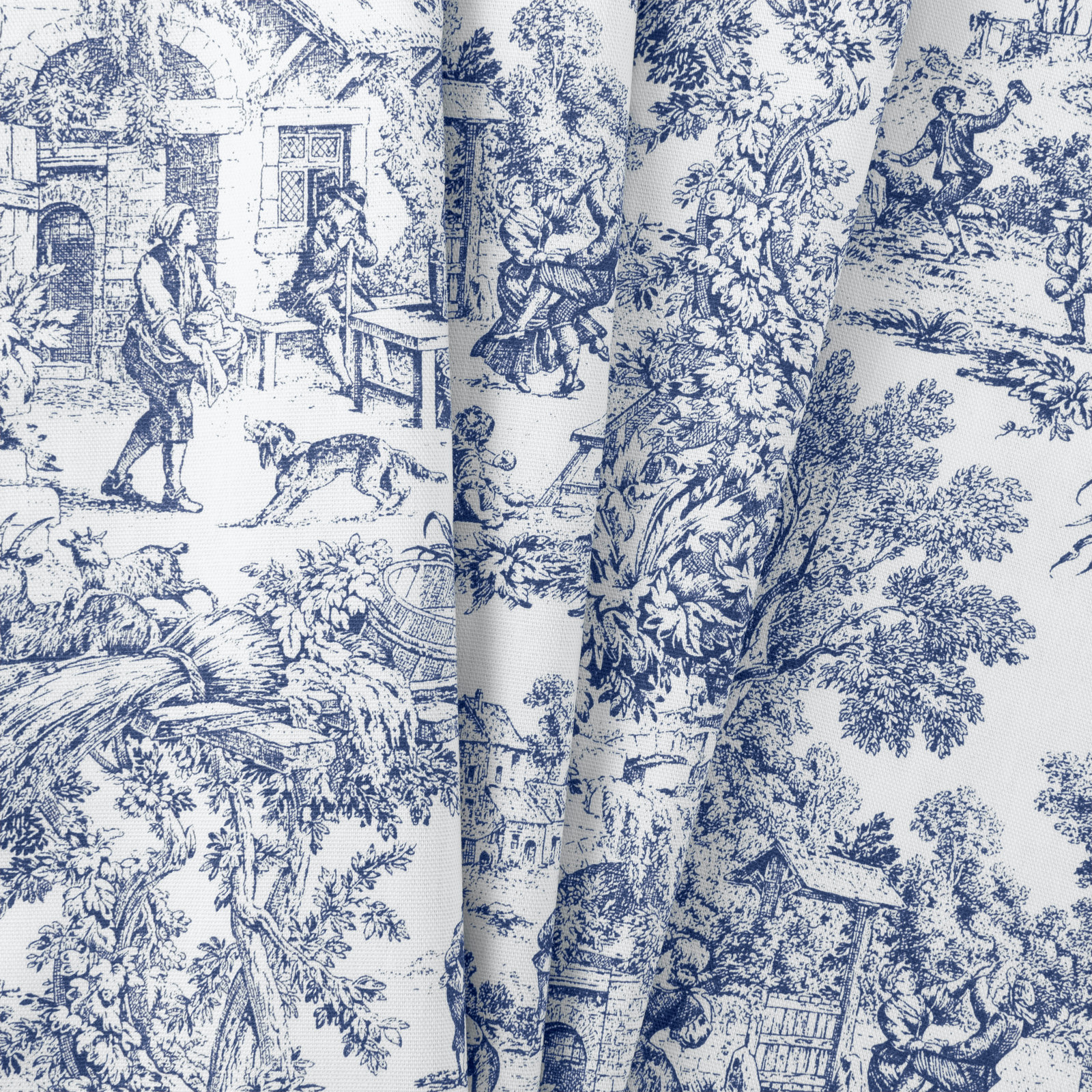Amelie Toile Cotton Window Valance, Blue