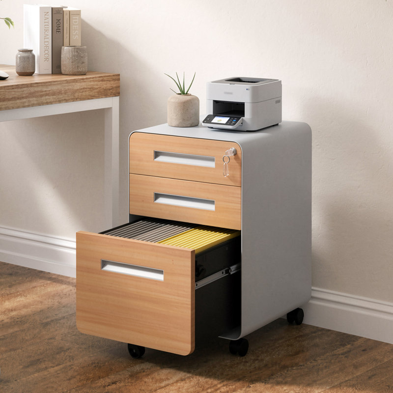 Classeur mobile vertical en métal à 3 tiroirs avec serrure, entièrement assemblé, format légal/lettre, rangement sous bureau.