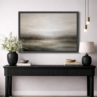 Moody Brown Abstract Landscape Artwork, Contemporary Living Room Pictures, Framed Canvas Giclee Print Wall Art
