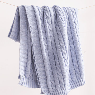 100% Cotton Cable Knit Toddler Blanket, Soft Breathable Lightweight Textured Blanket, 30"x 40", 1 pack