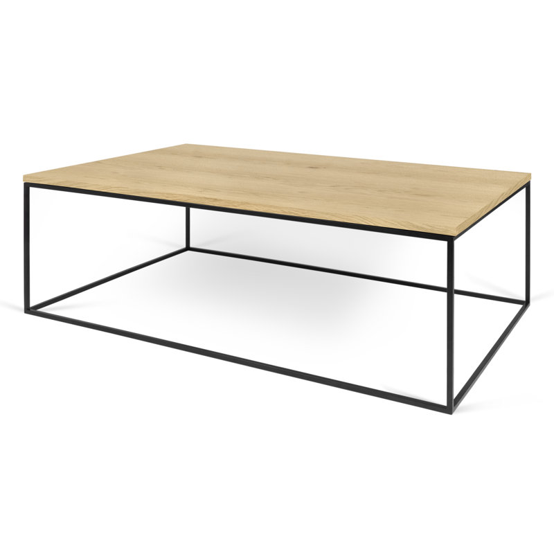 Linkous Solid Coffee Table, Black, Oak