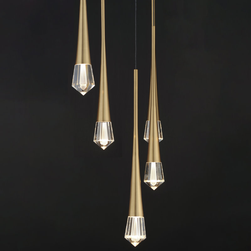 Luminaire suspendu 5 lumières, Or