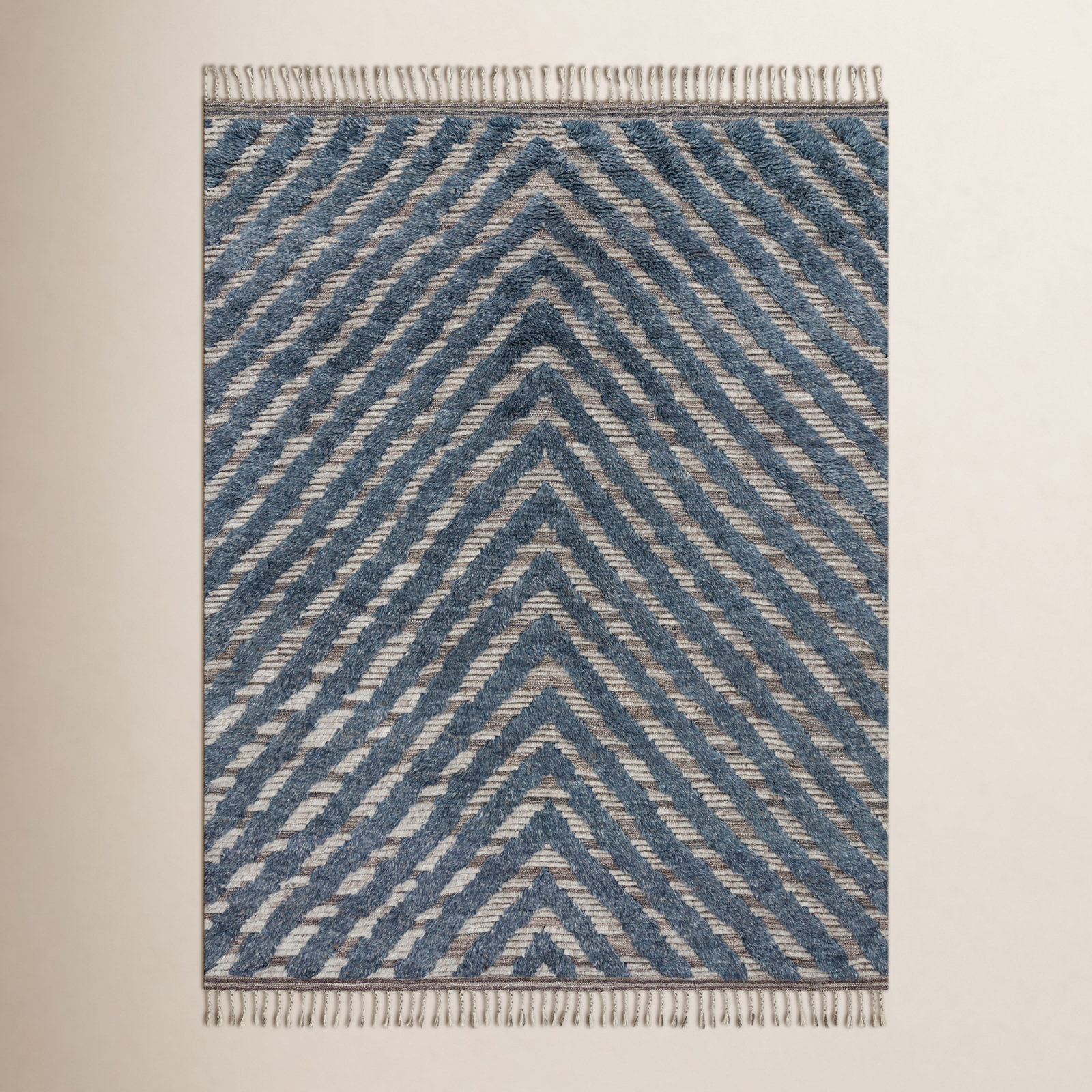 Benjamin Blue Hand-Knotted Chevron Rug, Rectangle 8'6" x 11'6"