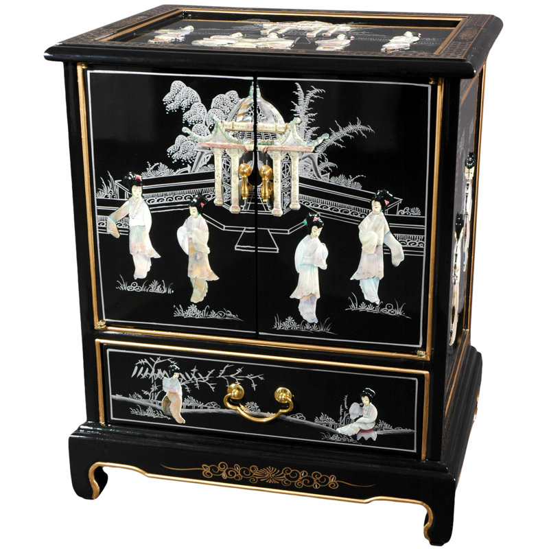 Table de bout avec rangement Diarmid, Conception en nacre de perle noire