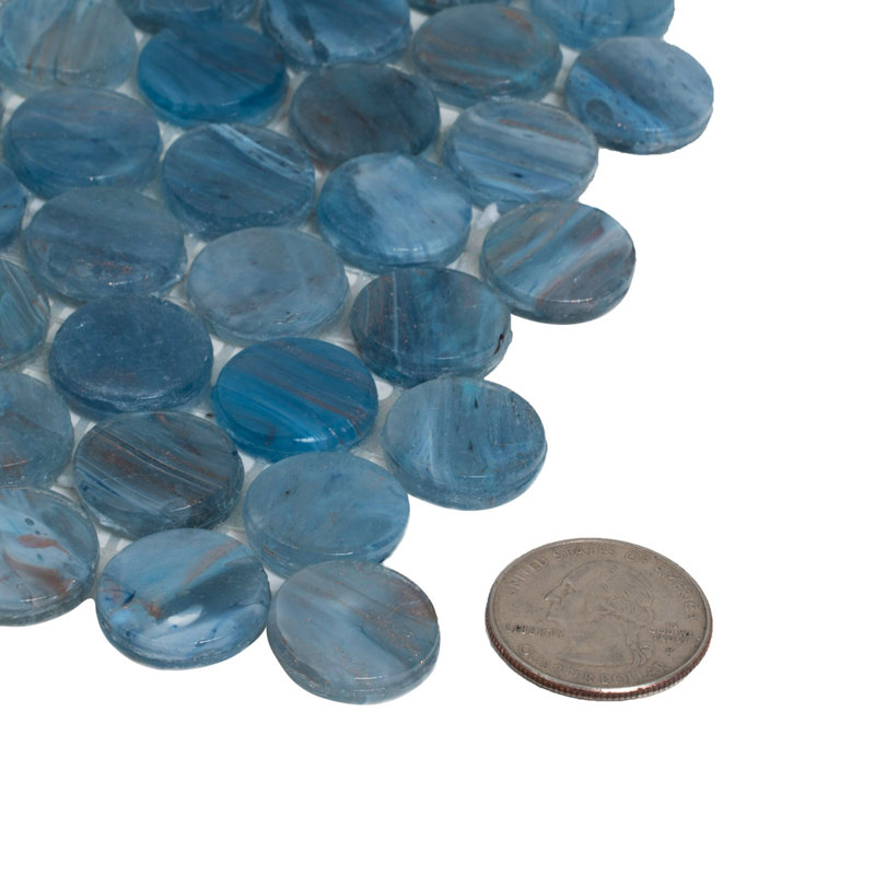 0.8" x 0.8" Glass Penny Round Mosaic Wall & Floor Tile, Denim Blue