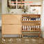 Armoire à chaussures moderne 16 paires avec 2 tiroirs rabattables et tablettes réglables, rangement pour chaussures étroit en bois avec façade arquée cannelée pour le vestibule-240156814