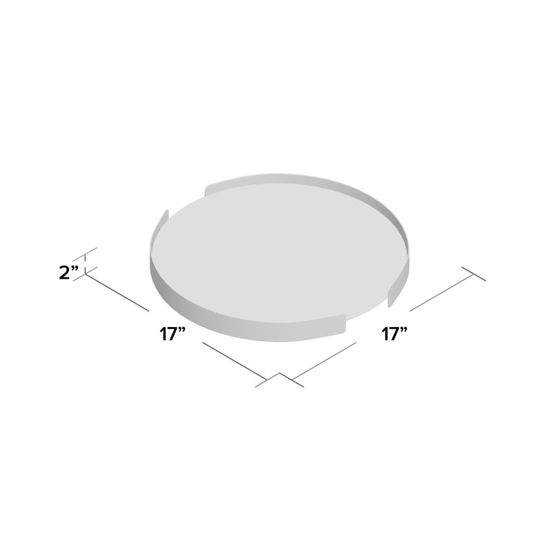 Bumper Powder Coated Steel Tray, Black, 2" H x 17" W x 17" D