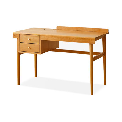 Bureau rectangulaire en bois massif avec tiroirs Burlywood