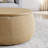 Round Storage Ottoman, Woven Rattan Fabric Ottoman, 2 In 1 Function, Work As End Table And Ottoman,With Small Seat-Nature