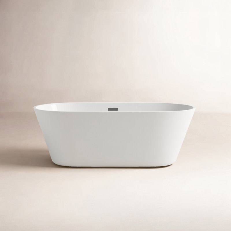 Contemporary-Modern 59'' x 23'' Soaking Acrylic Bathtub