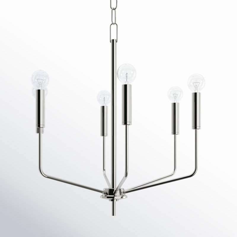 6 - Light Classic / Traditional Chandelier, Polished Nickel